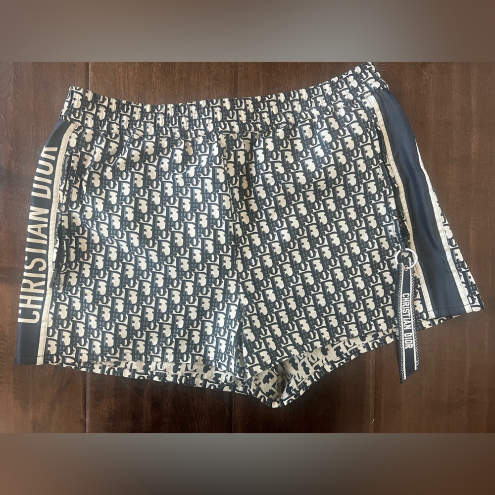 Dior Monogram Athletic Shorts in Blue and Cream